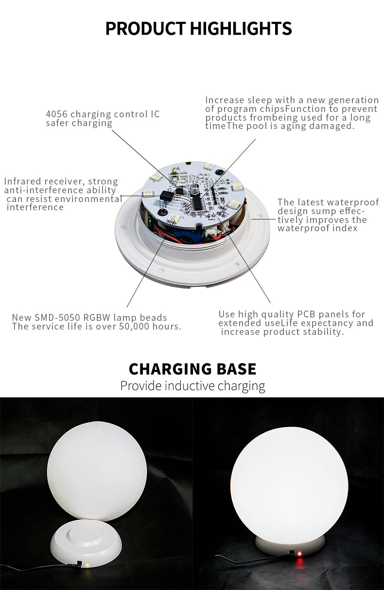 Lawn Lamp Floor Light Bulb Remote Control LED Luminous Ball Lamp Landscape Floor Lamp 16 Colors Outdoor Landscape Lamp - My Store