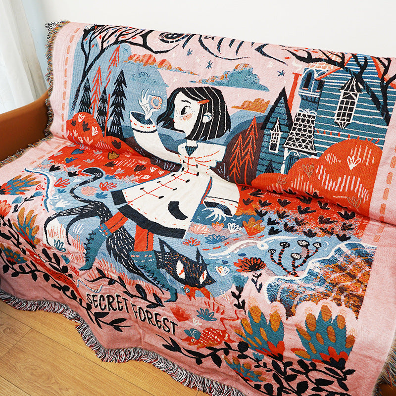 Gothic Style Chenille Tapestry Sofa Cover Trunk Stall Mat Camping Rugs Nap Blanket Casual Blanket - My Store
