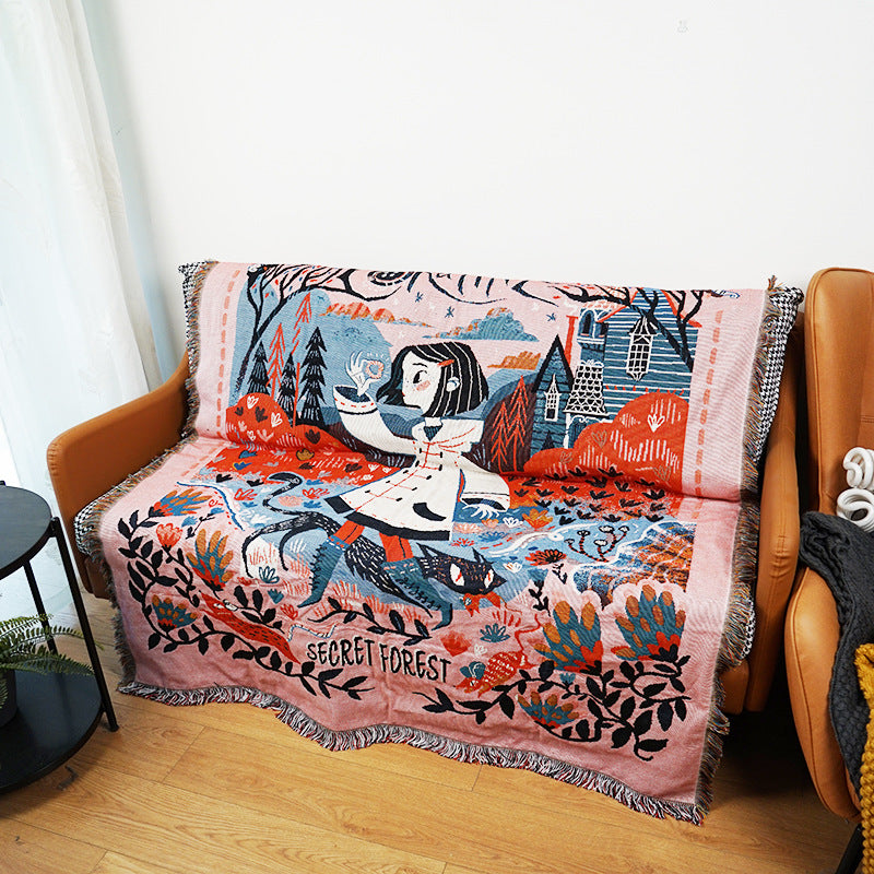 Gothic Style Chenille Tapestry Sofa Cover Trunk Stall Mat Camping Rugs Nap Blanket Casual Blanket - My Store