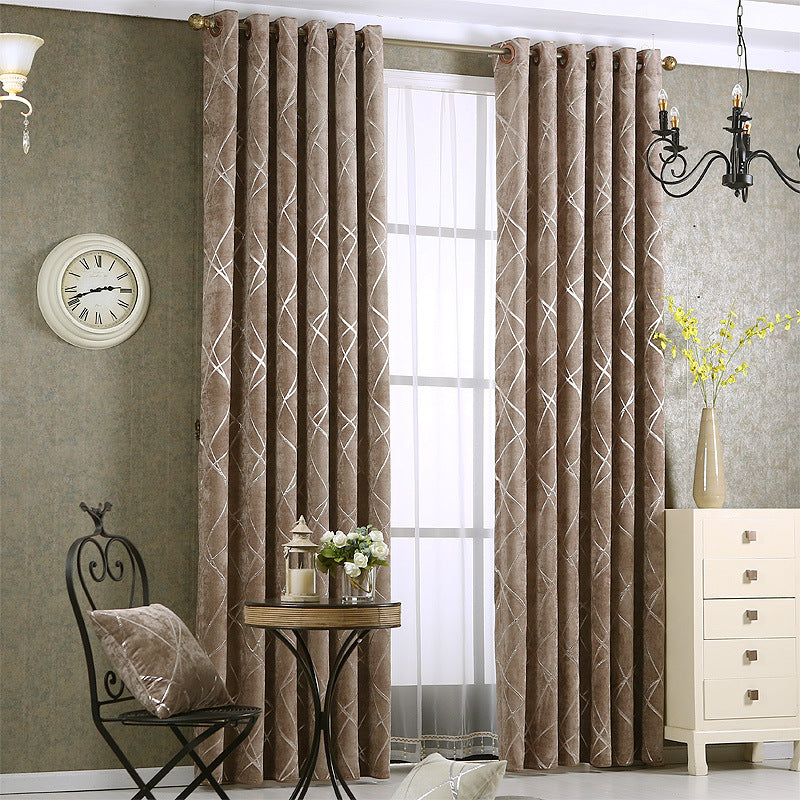Solid Color Simple Modern Light Luxury Living Room Chenille Blackout Curtains - My Store