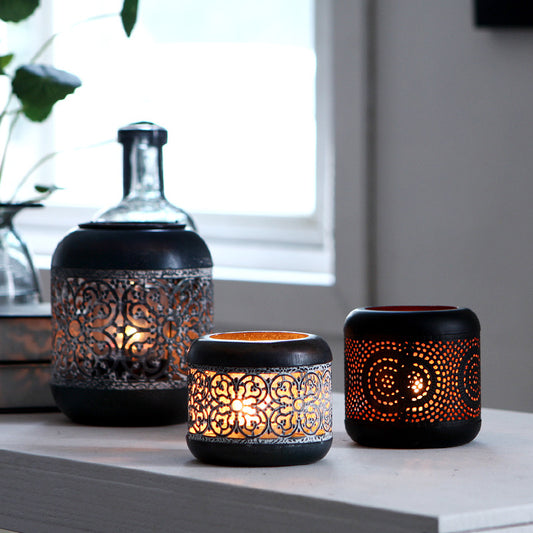 Old Metal Ornaments And Hollow Wrought Iron Candle Holders - My Store