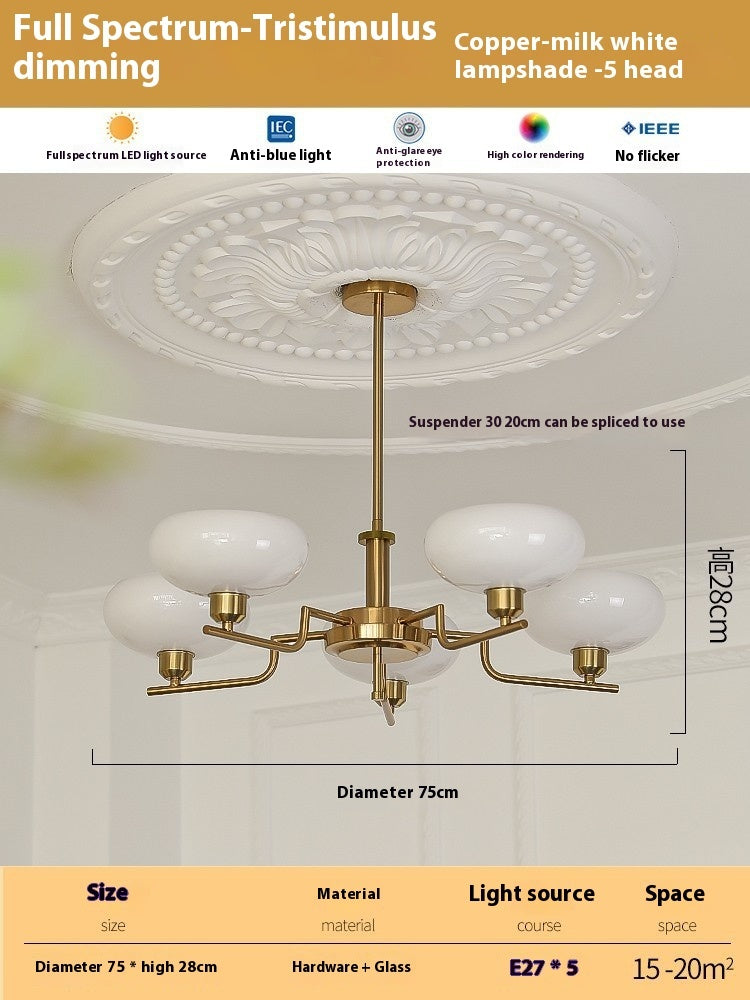 Living Room Chandelier Retro Cream Bedroom Dining Room Lamps - My Store