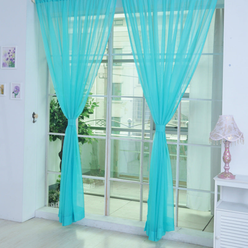 Solid Color Glass Mesh Curtains Transparent Color Ready-made Curtain Punch-free - My Store