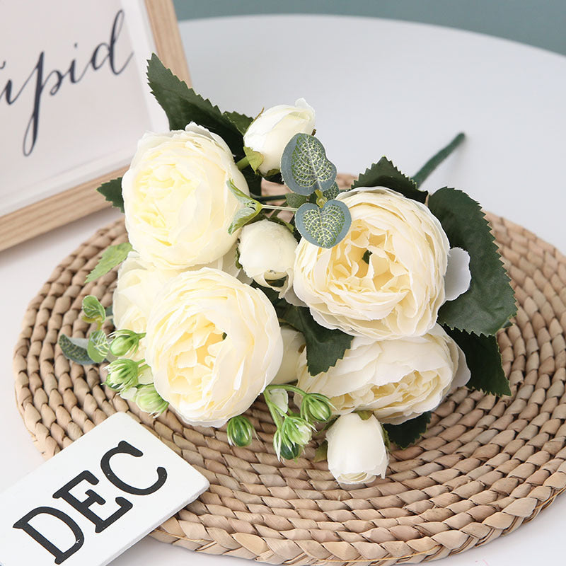 5 Philippos Roses Artificial Fake Flowers - My Store