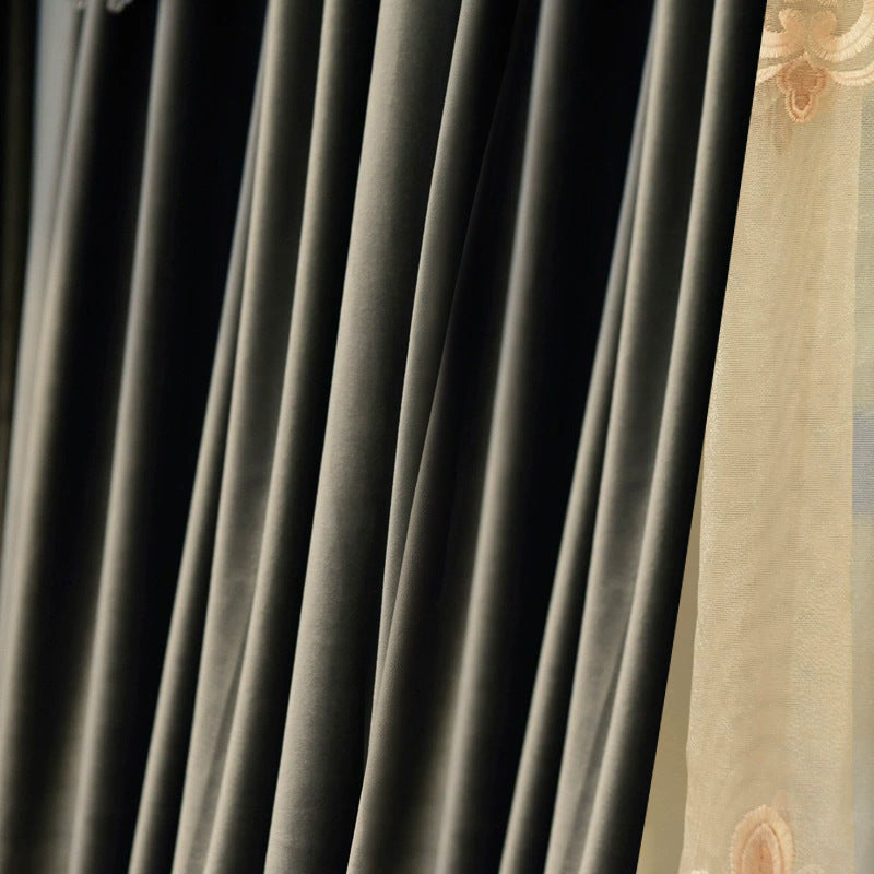 Solid-color Velvet Finished Blackout Curtains Living Room Shades - My Store
