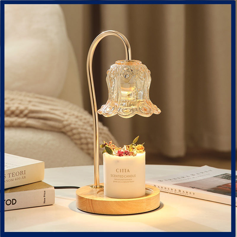 Lily Of The Valley Aromatherapy Wax Melter Solid Wood Candle Warmer Bedroom Ambiance Table Lamp - My Store