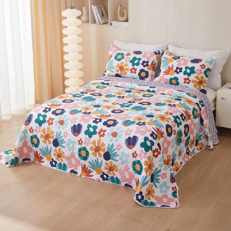 Cotton Twill Bedspread Quilted Bed Sheets Three Piece Set - My Store