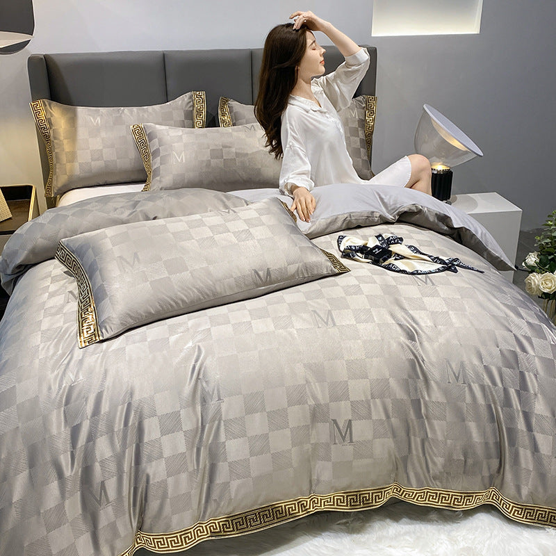 Silk Cotton Sheets Fitted Sheet Quilt Cover Bed - My Store