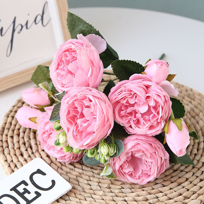 5 Philippos Roses Artificial Fake Flowers - My Store