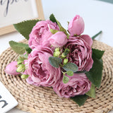 5 Philippos Roses Artificial Fake Flowers - My Store