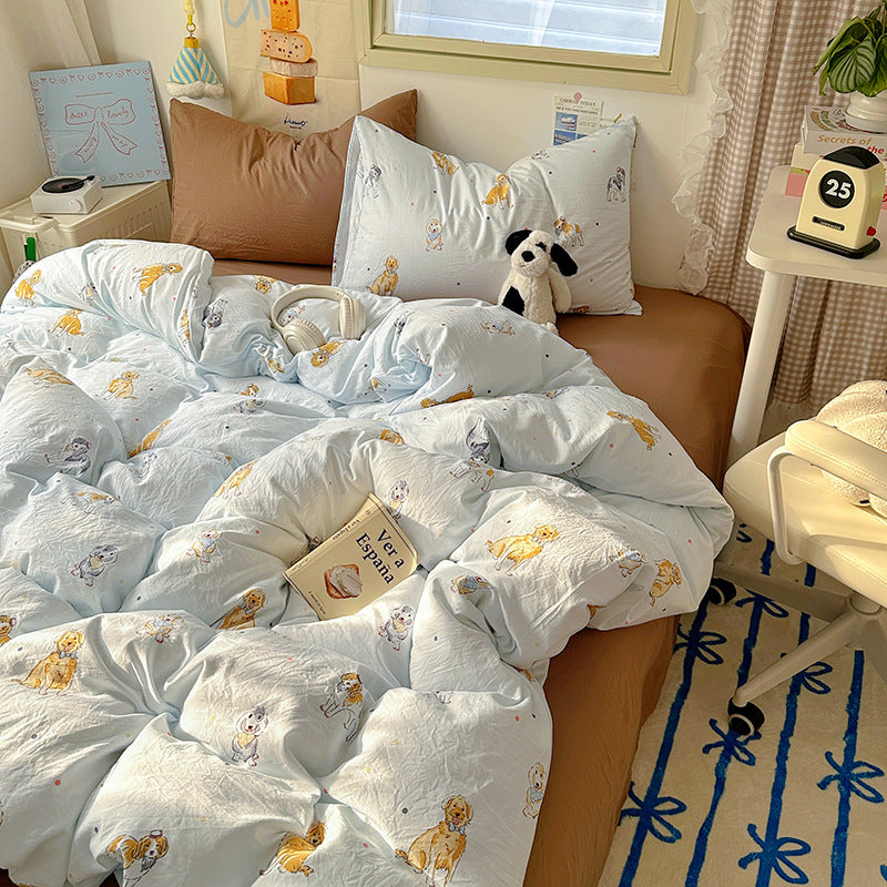 Cute Cartoon Cream-Style Cotton Bed Sheets And Duvet Covers - My Store
