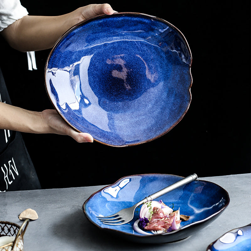 Western dishes household ceramic irregular flat plates - My Store