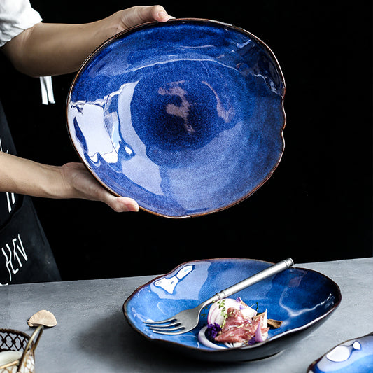 Western dishes household ceramic irregular flat plates - My Store