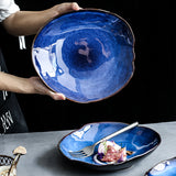 Western dishes household ceramic irregular flat plates - My Store