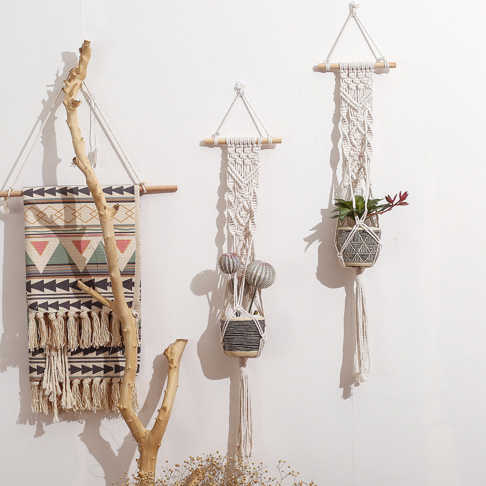 Wall hanging braided rope hanging basket - My Store