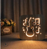 LED Night Lights Guitar Saxophone Violin Music Note 3D Lamp USB Power Wood Carving Table Lamp Decorative Lamps For Living Room Room - My Store