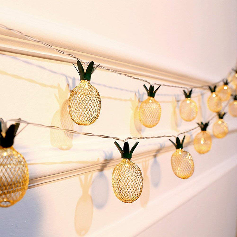 Wrought iron metal pineapple shape solar light string - My Store
