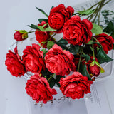 3 head peonies artificial flowers - My Store
