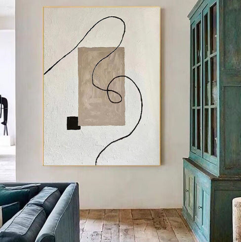 Pure Hand Drawing Minimalist Black And White Living Room Decorative Painting - My Store