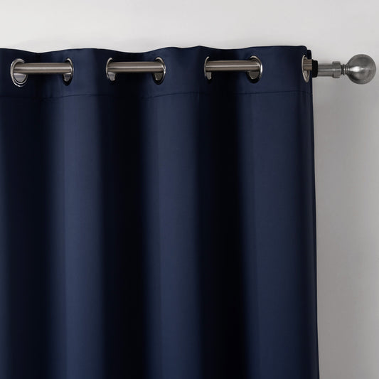 Dark Blue Bedroom Blackout Fabric Printed Curtains - My Store
