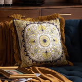 Pillow Sofa High-grade Sense Duplex Printing Tassel Waist Pillow Back Luxury Pillows - My Store