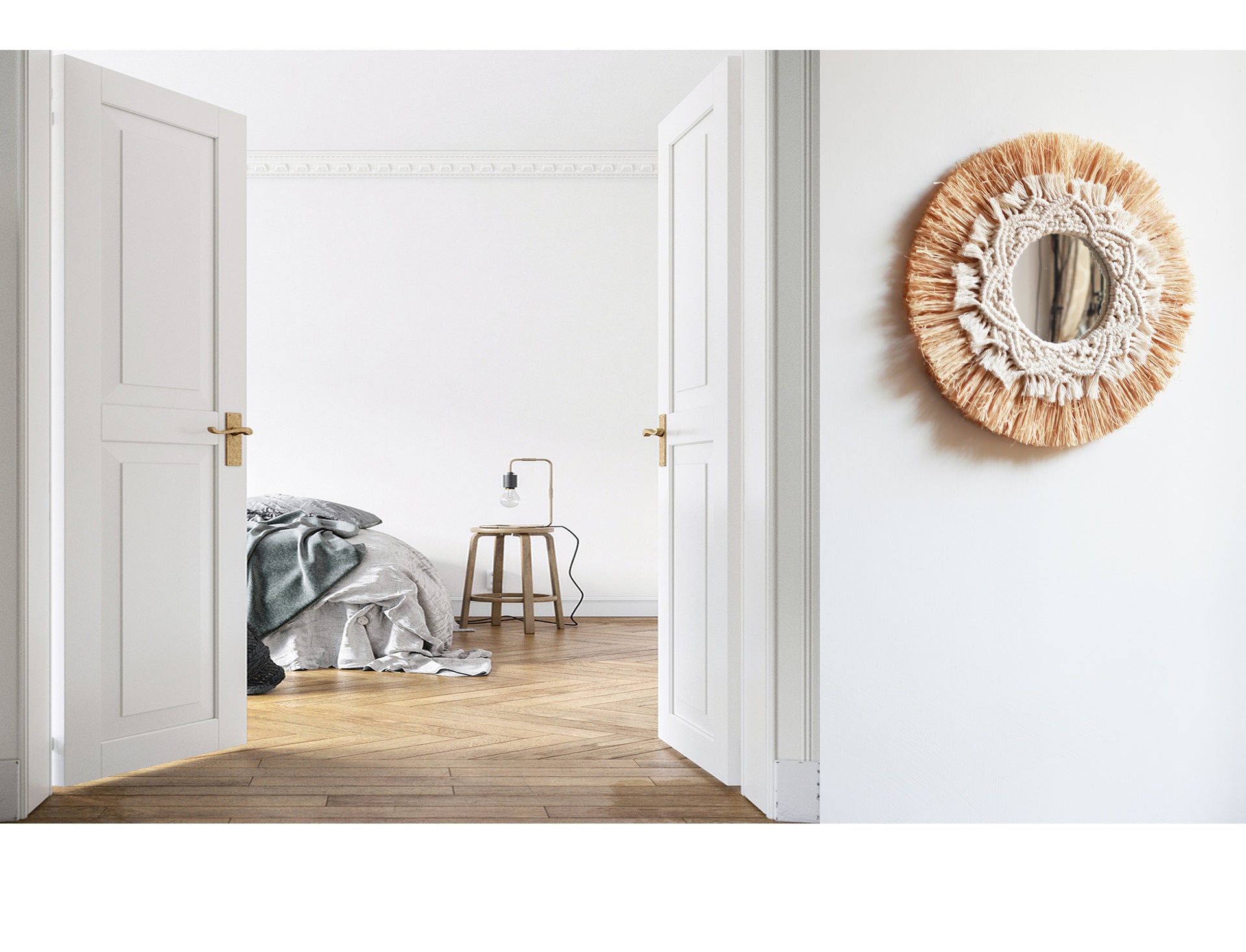 Hand-woven Raffia Mirror Wall Decoration - My Store