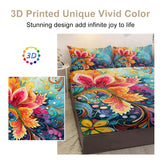 Bedding Fitted Sheet With Deep Pocket Mattress Cover Sheets,Colorful Flowers Printed Fabric Bed Sheets - My Store