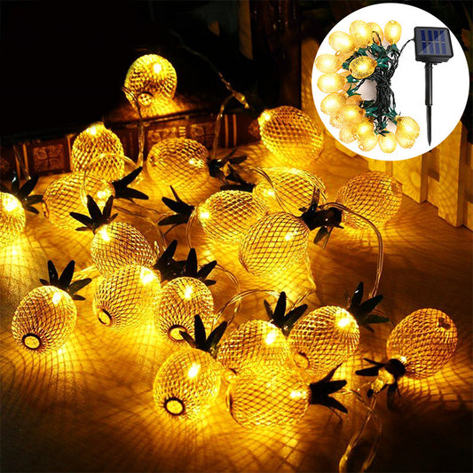 Wrought iron metal pineapple shape solar light string - My Store