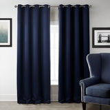 Dark Blue Bedroom Blackout Fabric Printed Curtains - My Store