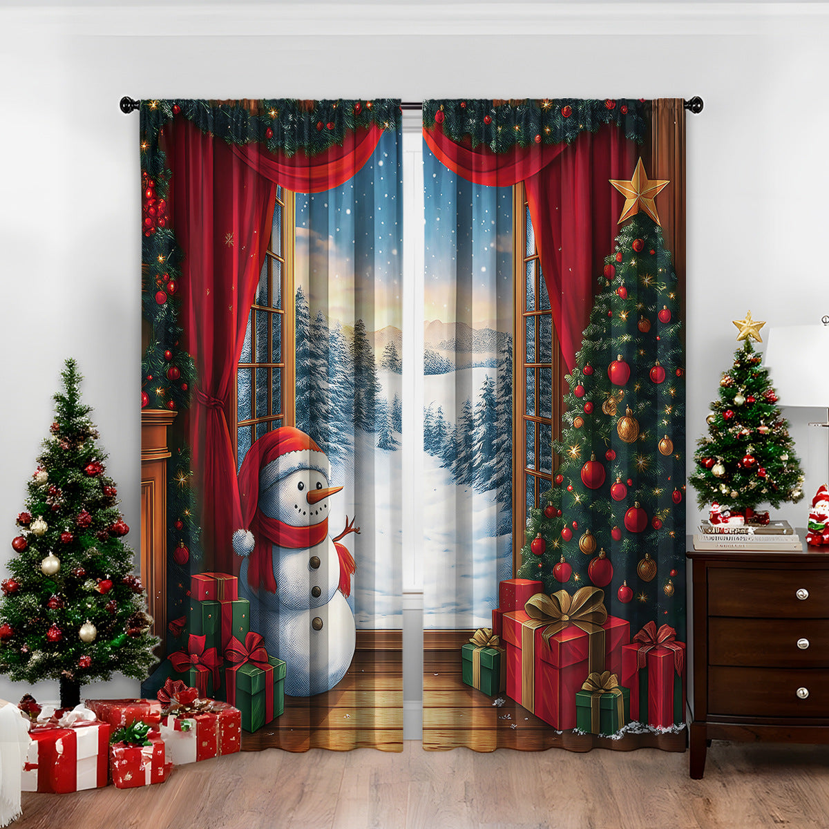 3D Digital Printed Christmas Curtains - My Store