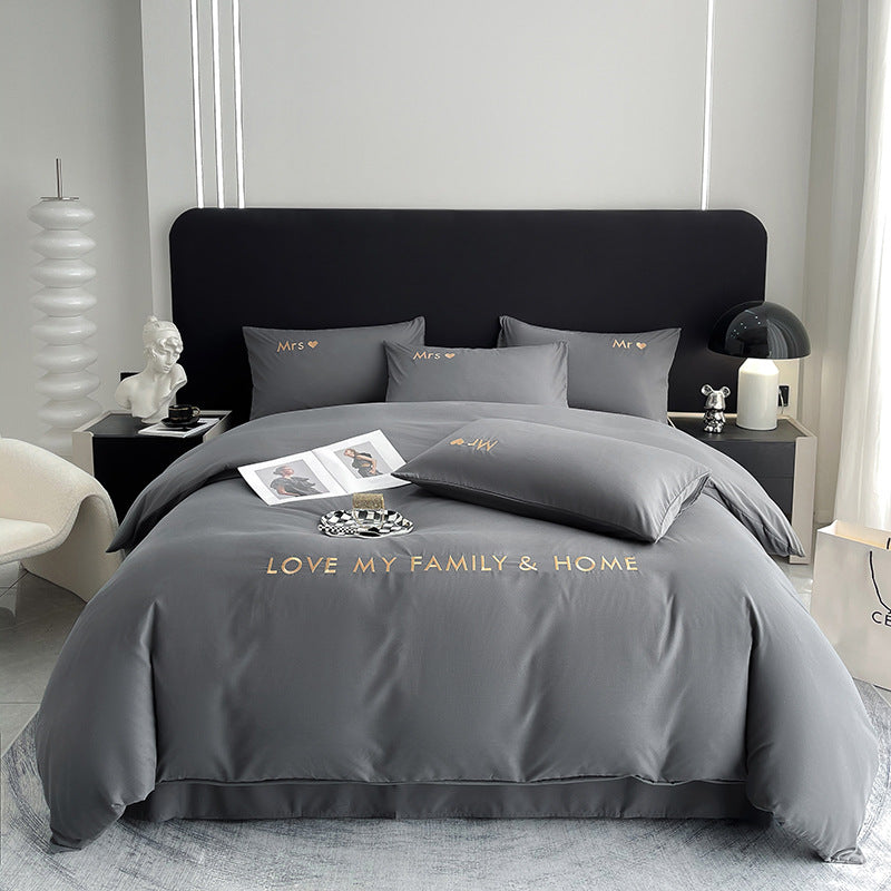 Contrast Color Pure Cotton Minimalist Bed Sheets Bedding Set - My Store