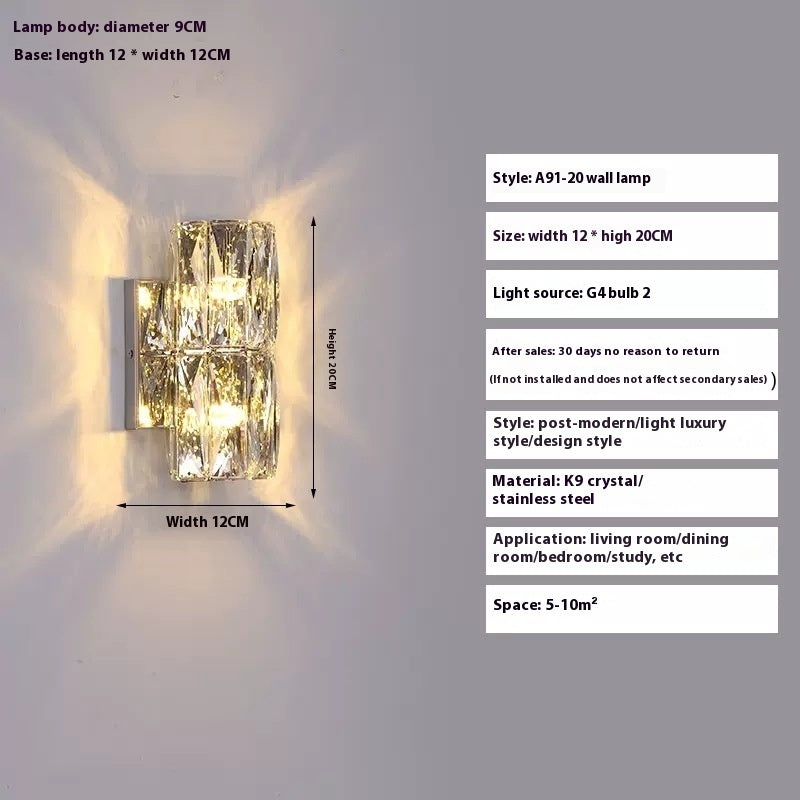 Crystal Wall Lamp Living Room Bedroom Stair Wall Lamp - My Store