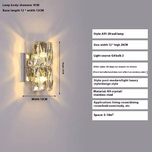 Crystal Wall Lamp Living Room Bedroom Stair Wall Lamp - My Store
