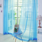 Solid Color Glass Mesh Curtains Transparent Color Ready-made Curtain Punch-free - My Store