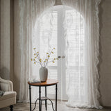 Lace-trimmed Balcony Bay Window With White Sand Partition And Wavy Pastoral Curtains - My Store