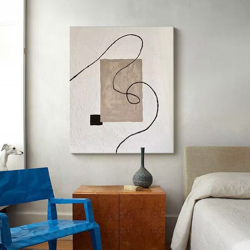 Pure Hand Drawing Minimalist Black And White Living Room Decorative Painting - My Store
