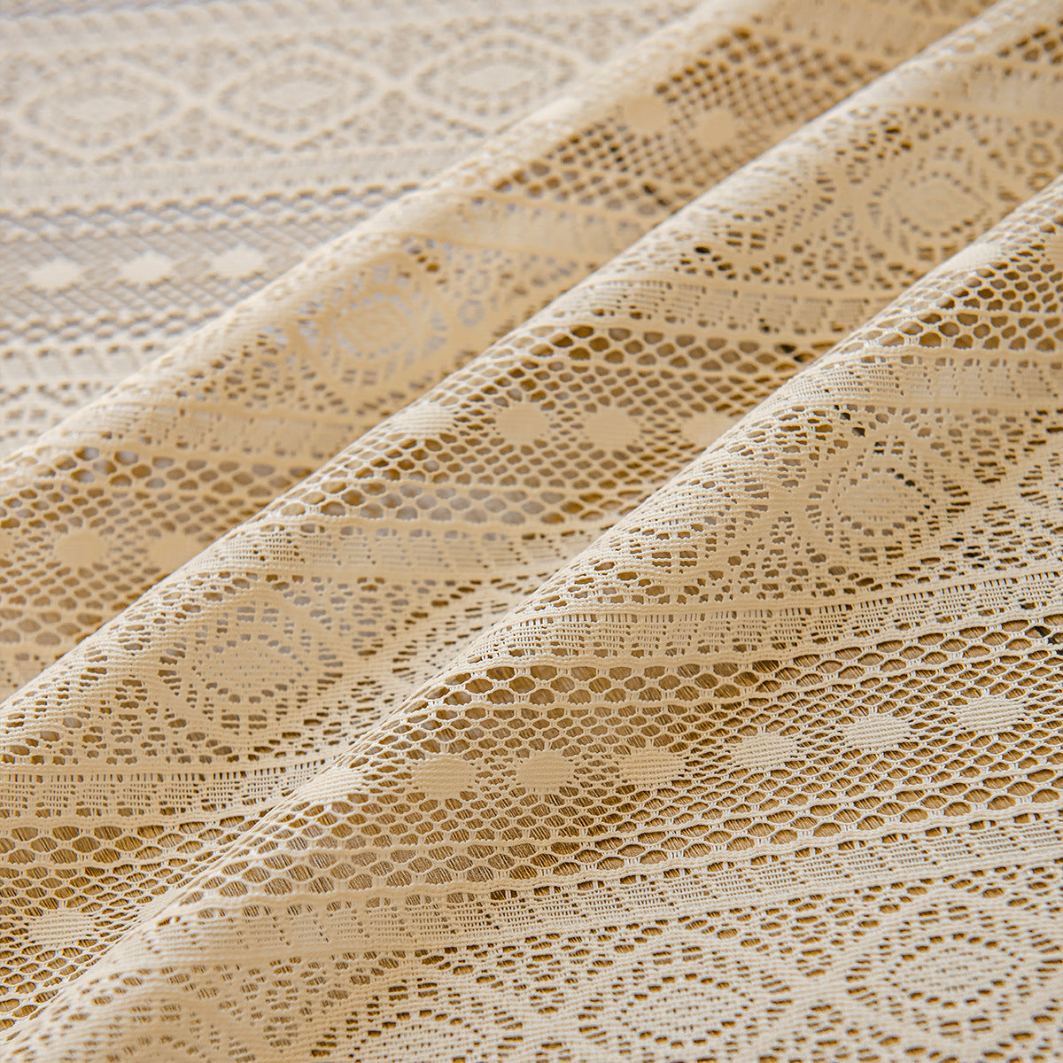 Wood Color Lace Mesh Curtains Living Room Bedroom - My Store