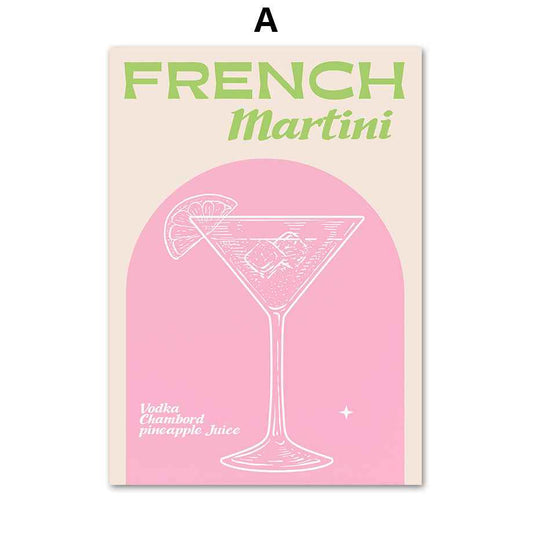 French Martini Wall Art Canvas