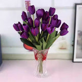 Tulip Artificial Flowers Artificial Floral Arrangement Glass Vase Set - My Store
