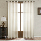 Faux Linen Grommet Sheer Curtains, Solid Color Semi Transparent Voile Curtain Panels, Modern Simple Window Drapes For Bedroom Living Room, Ready Made Home Window Curtain - My Store