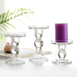 Glass Candle Holder Transparent Glass Set Candle Holder High Foot Crafts Wax Holder - My Store