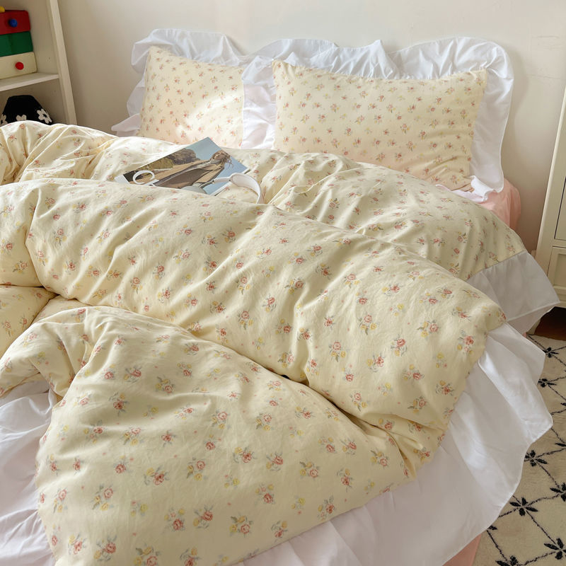 Four-piece Bed Set Washed Cotton Duvet Cover Sheets - My Store