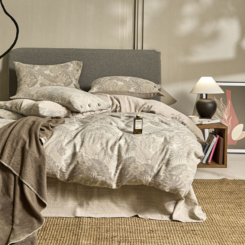 Single Double Bed Sheets Washed Four-piece Set Simple Linen Bedding - My Store