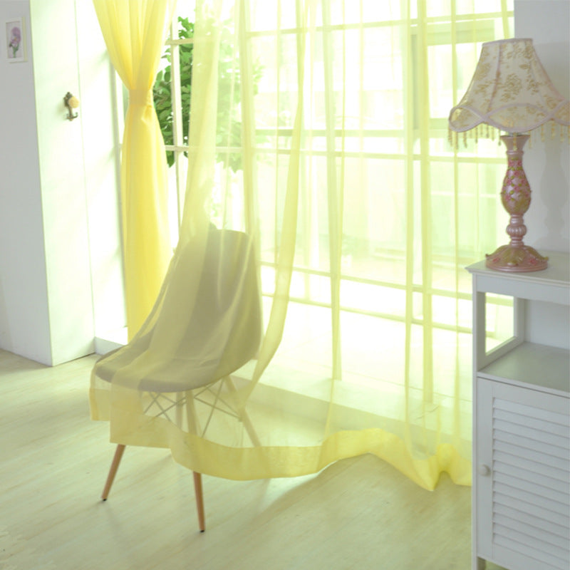 Solid Color Glass Mesh Curtains Transparent Color Ready-made Curtain Punch-free - My Store