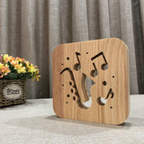 LED Night Lights Guitar Saxophone Violin Music Note 3D Lamp USB Power Wood Carving Table Lamp Decorative Lamps For Living Room Room - My Store