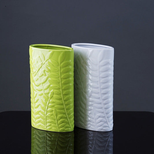 Relief Series Of Willow Leaf Round Vases - My Store