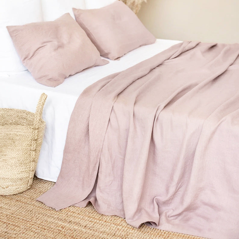 Nordic Style Linen Solid Color Single And Double Bed Sheets - My Store