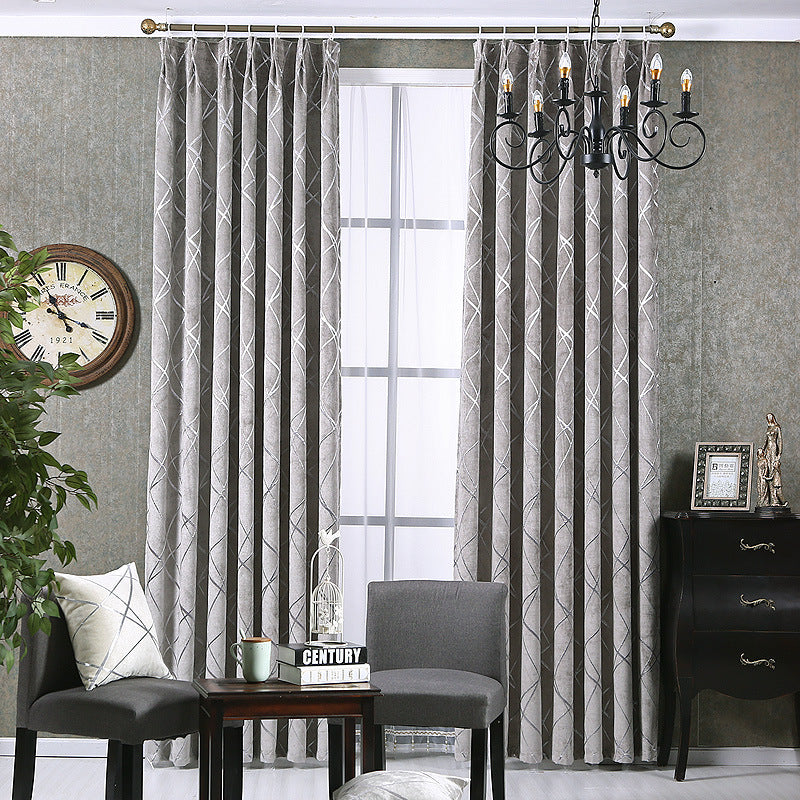 Solid Color Simple Modern Light Luxury Living Room Chenille Blackout Curtains - My Store