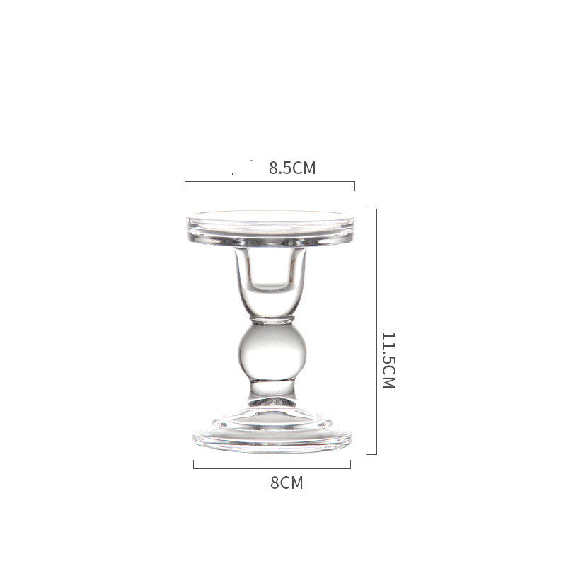 Glass Candle Holder Transparent Glass Set Candle Holder High Foot Crafts Wax Holder - My Store