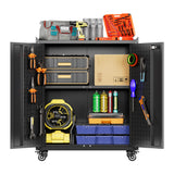 Metal Storage Cabinet With Wheels Rolling Storage Cabinet With 2 Doors And Adjustable Shelves - My Store